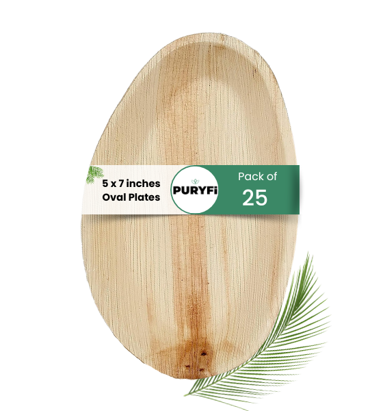 5 x 7 inches Palm Oval Plates (Pack of 25)