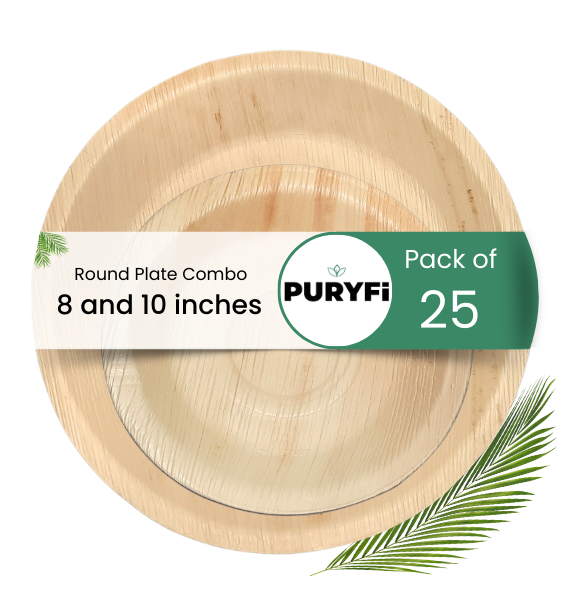 8 and 10 inches Combo Palm Round Plates (Pack of 25)