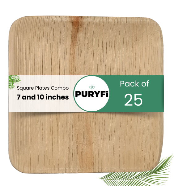 7 and 10 inches Combo Palm Square Plates (Pack of 25 each)