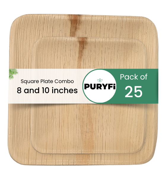 8 and 10 inches Combo Palm Square Plates (Pack of 25)