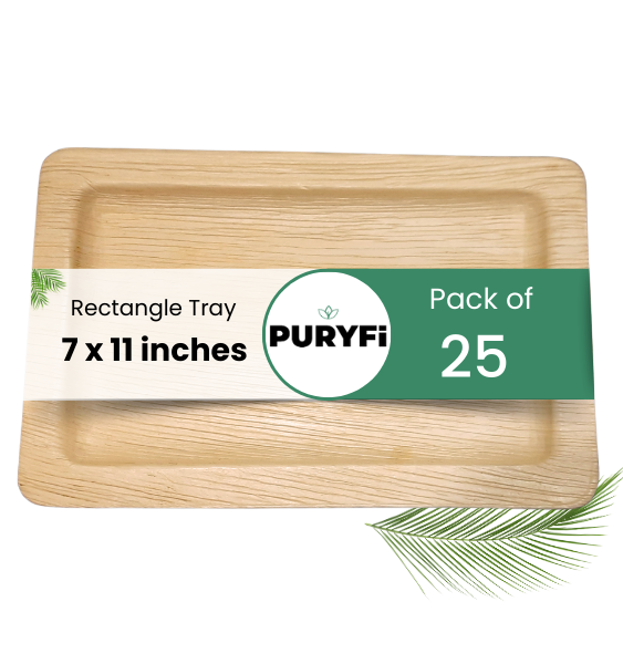 7 x 11 inches Palm Rectangle Tray (Pack of 25)