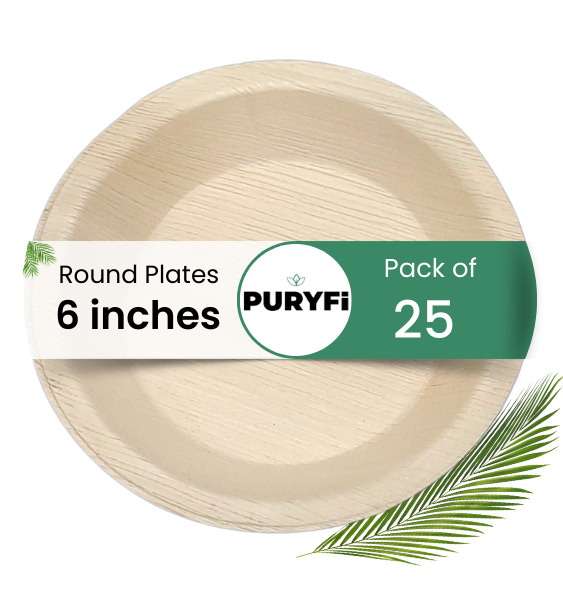 6 inches Palm Round Plates ( Pack of 25)