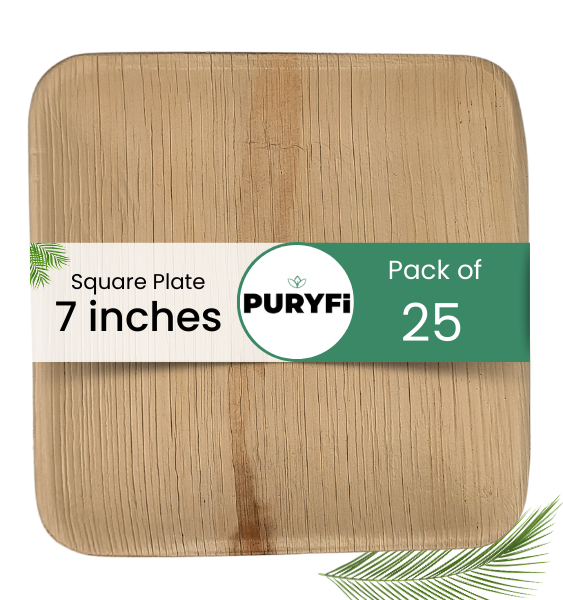 7 inches Palm Square Plate (Pack of 25)