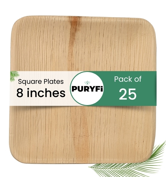 8 inches Palm Square Plates (Pack of 25)